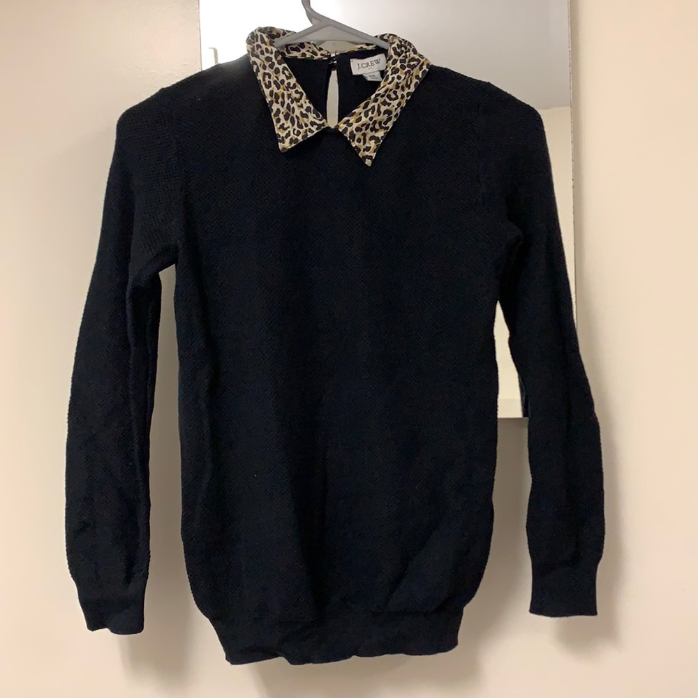 JCrew cheetah collar sweater, size XS